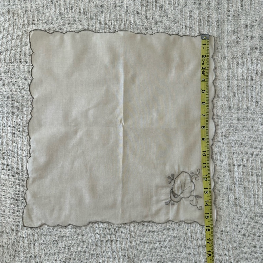 Vtg 9 of Handkerchiefs Muted White With Embroidery Openwork Borders, “15,5x16” - Picture 9 of 14
